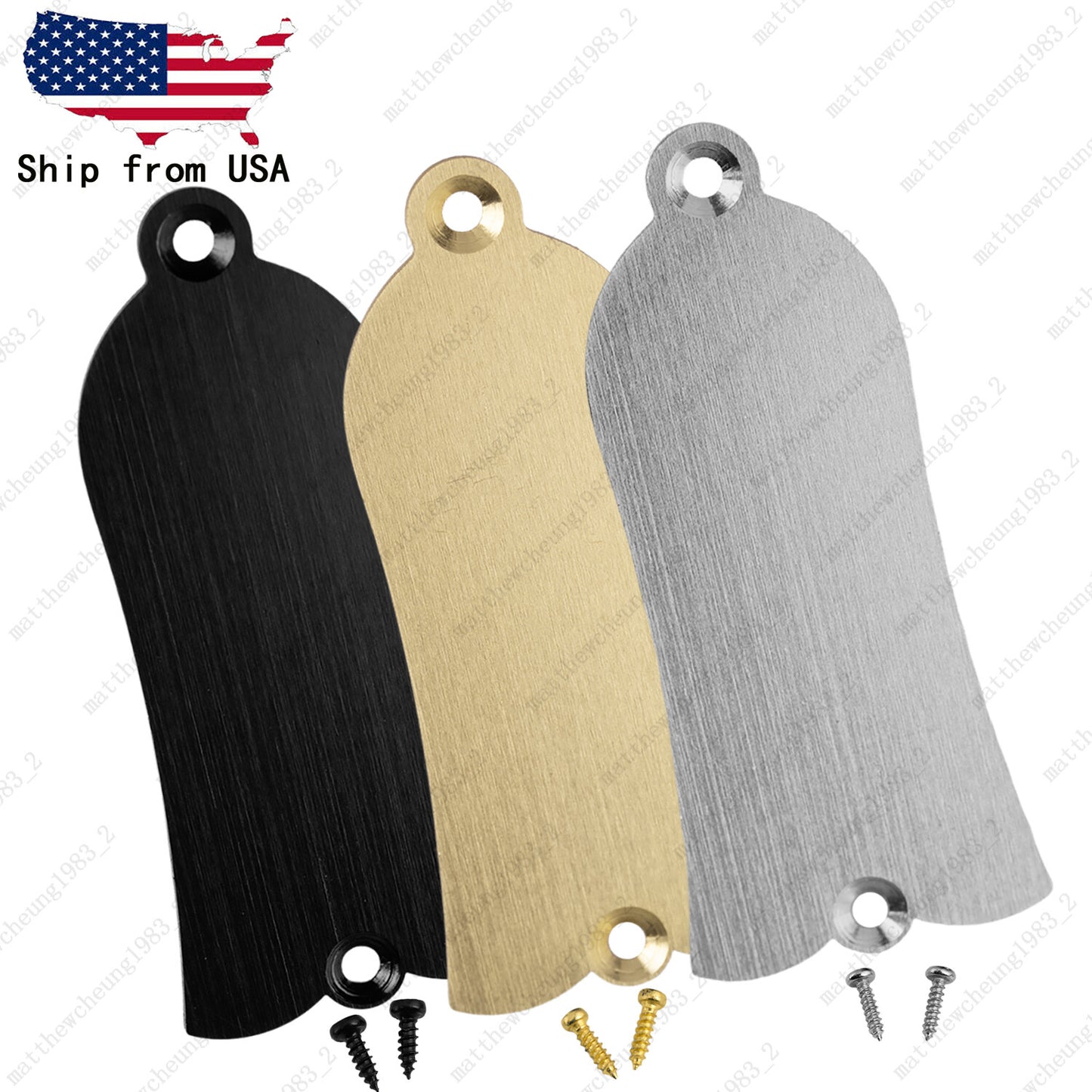 Guitar Truss Rod Cover Plate Aluminum Brushed 2-Hole Bell -Black/Chrome/Gold