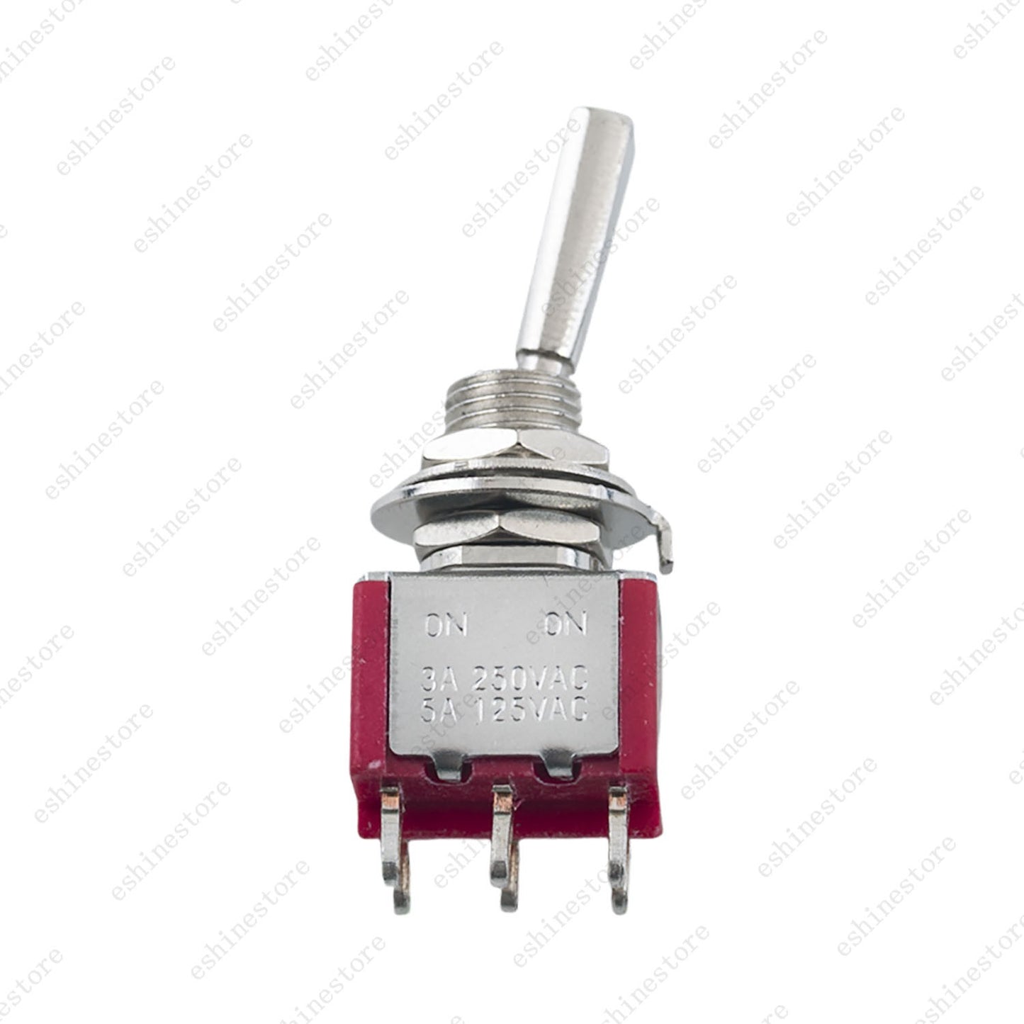 Guitar Flat Lever DPDT 2-Way 6 Pin ON ON Mini Toggle Switch for Split Coil - RED