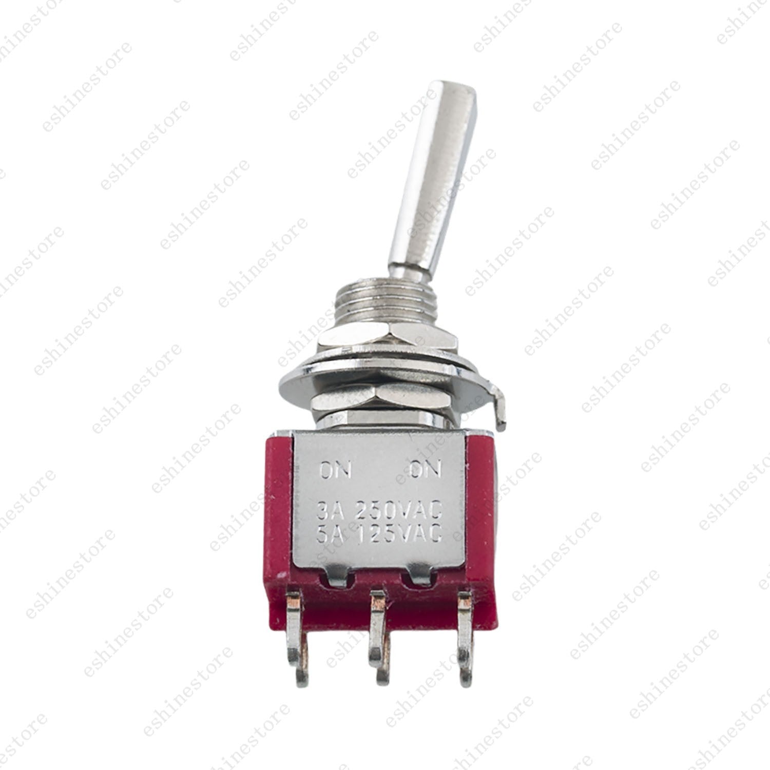 Guitar Flat Lever DPDT 2-Way 6 Pin ON ON Mini Toggle Switch for Split Coil - RED