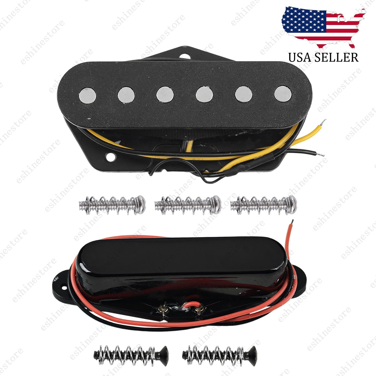 Electric Guitar Ceramic Magnet Single Coil Neck & Bridge Pickup Black for TELE