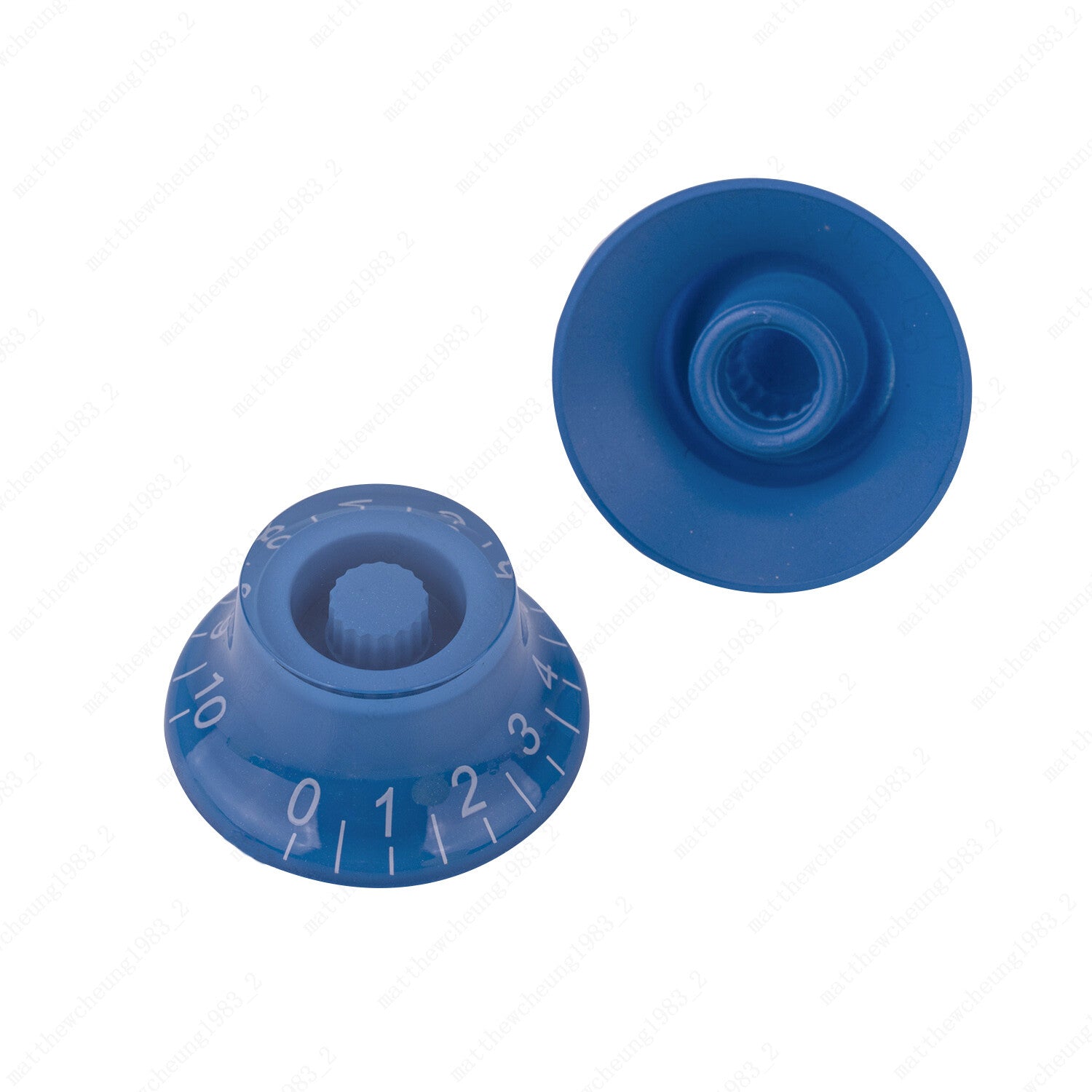 4x Blue White Bell Knobs 18 Fine Spline Top Hat 50s Knobs for SG Les Paul Guitar