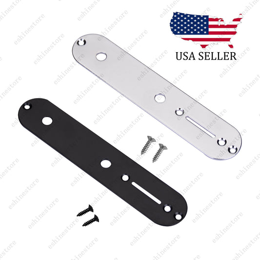 1 Piece Metal Electric Guitar Control Plate 9MM for Telecater Black &Chrome