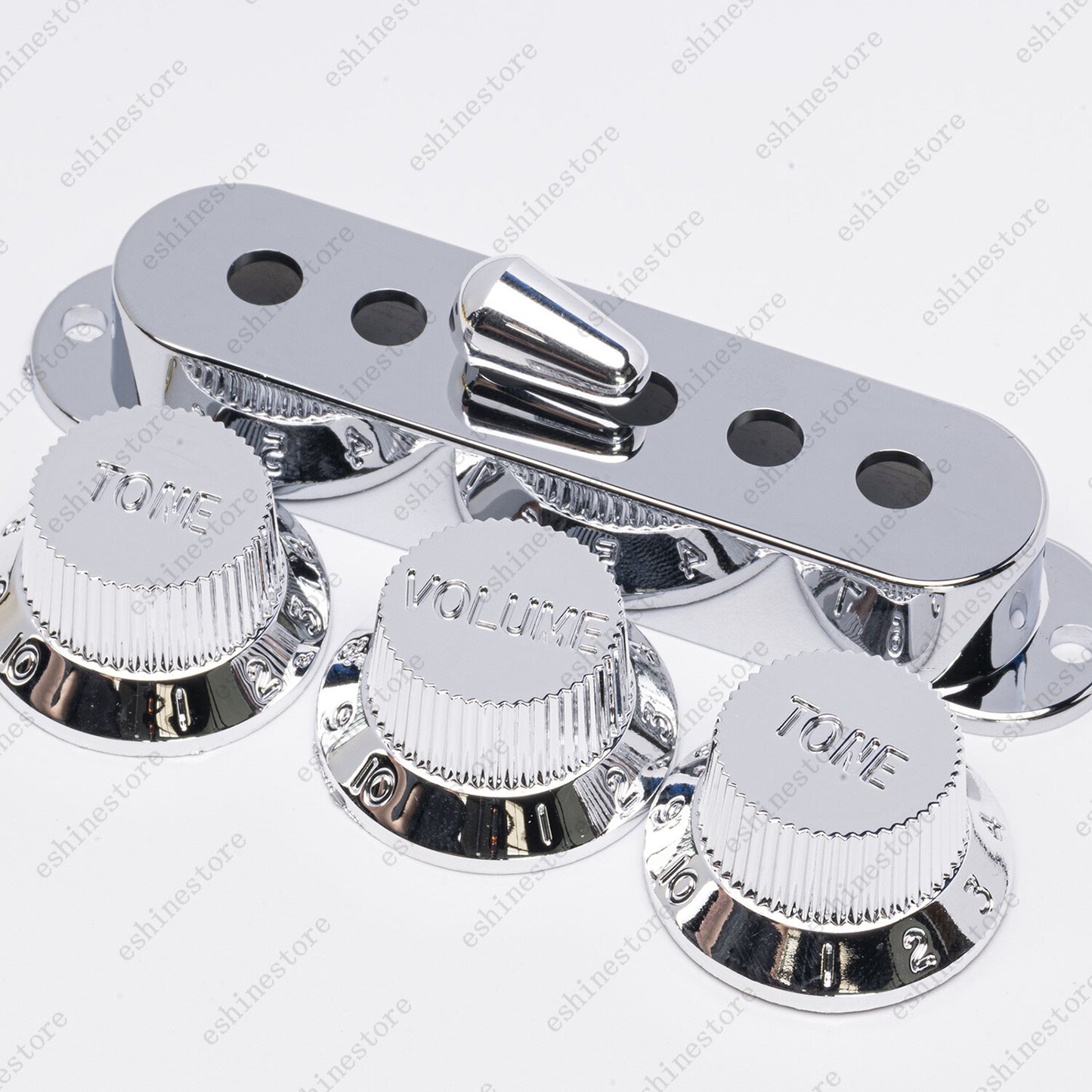Chrome Silver Strat Pickup Covers Set Guitar Knobs Switch Tip For Stratocaster