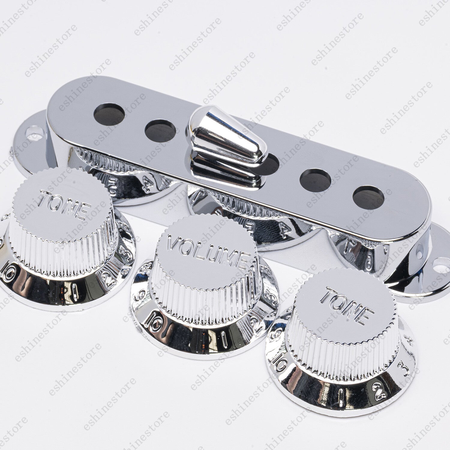 Chrome Silver Strat Pickup Covers Set Guitar Knobs Switch Tip For Stratocaster