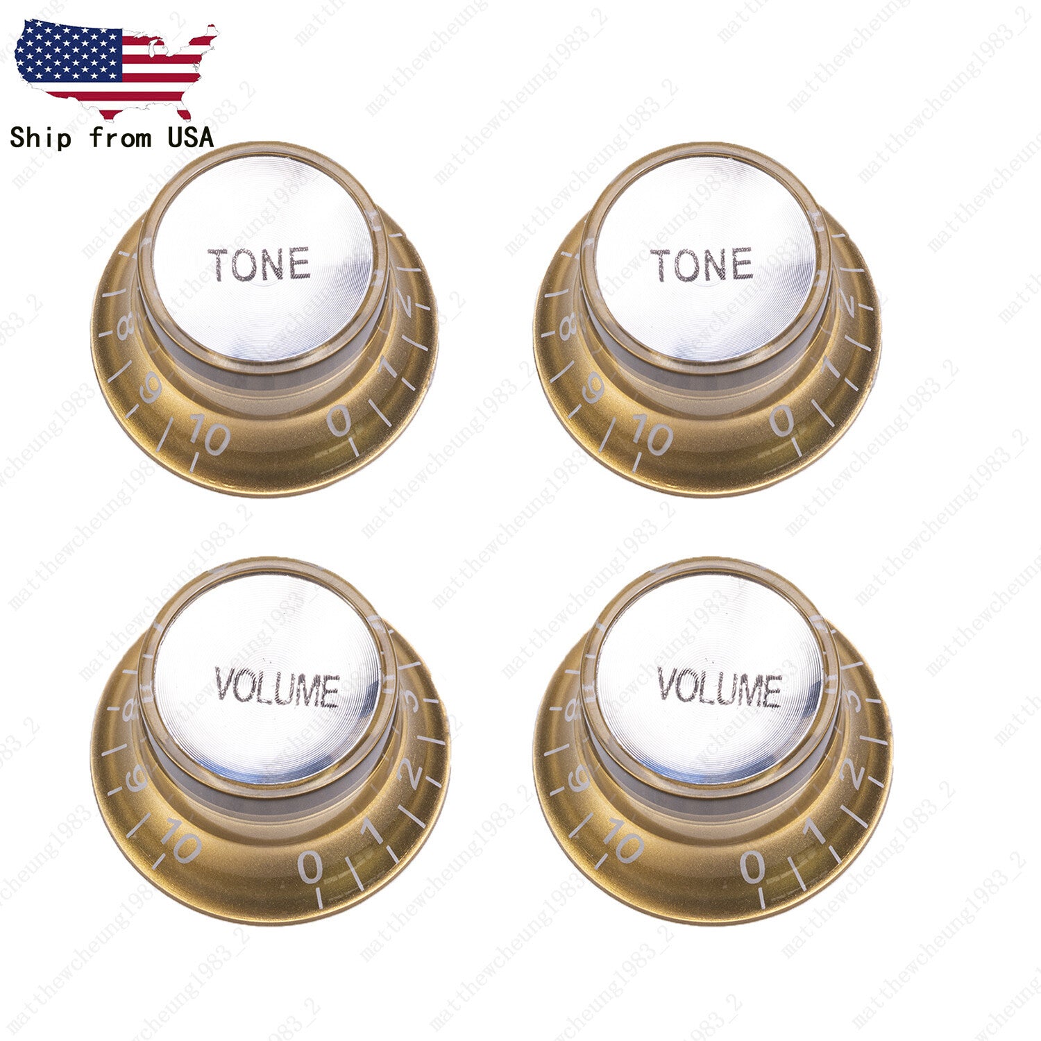 4x LP 60s Style Guitar Reflector Knobs Gold/Silver Top Hat Knobs for LP SG