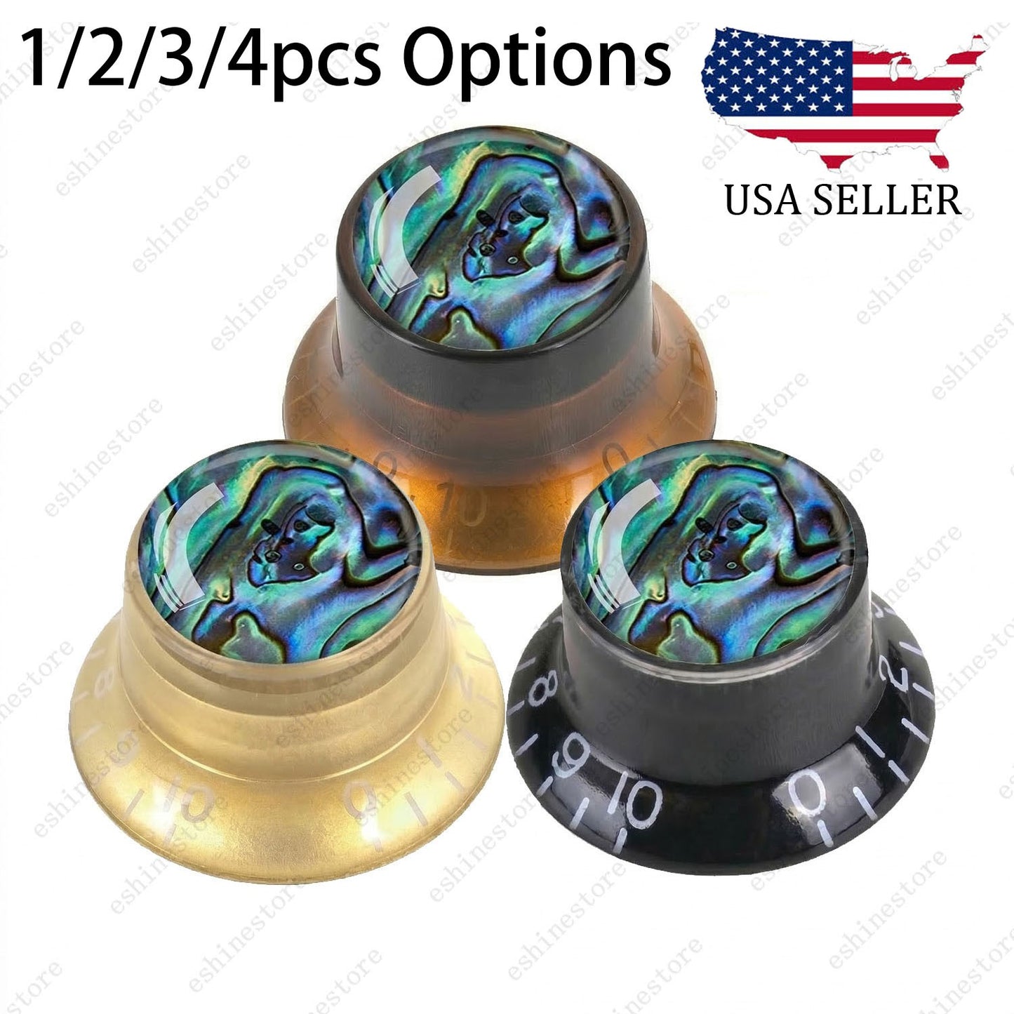 Guitar Reflector Knob with Seashell Pattern Cap Top Hat Knob for Les Paul SG -05