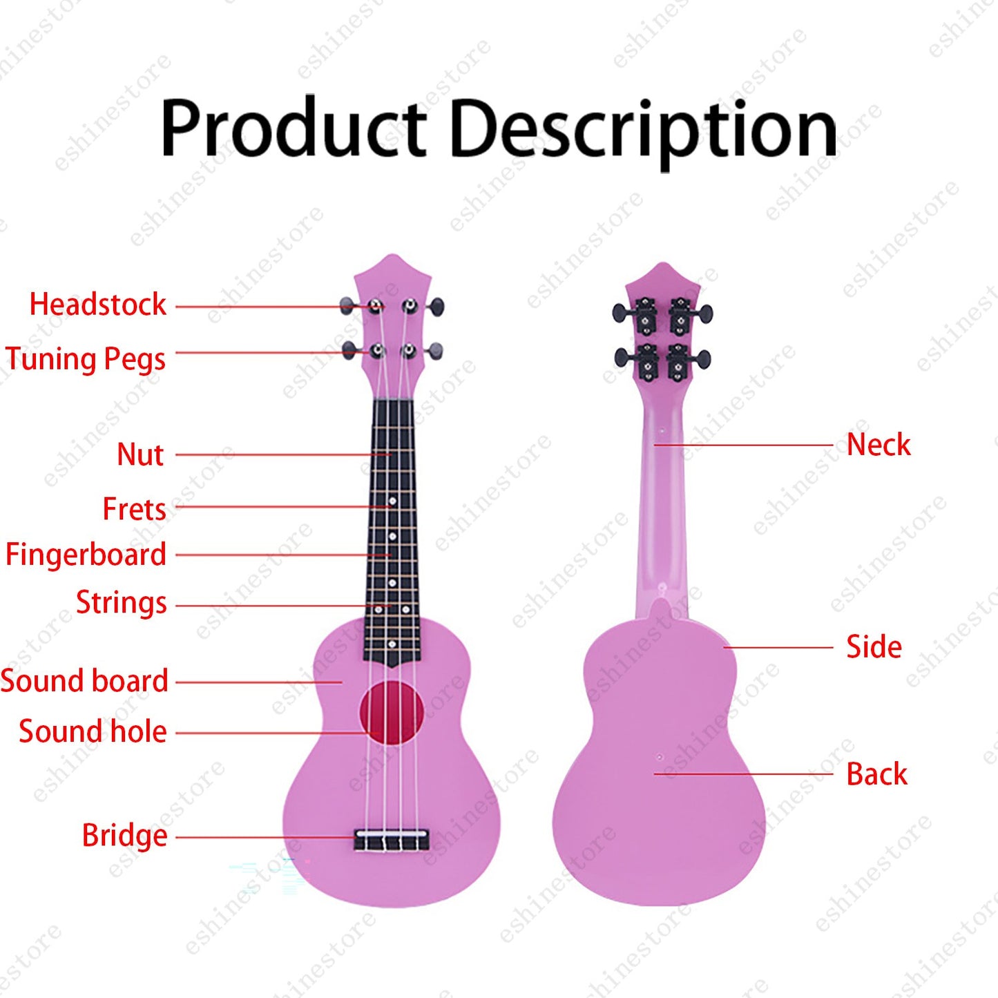 Kids Soprano Ukulele 21 inch - Musical Toy Instrument for Children Beginners