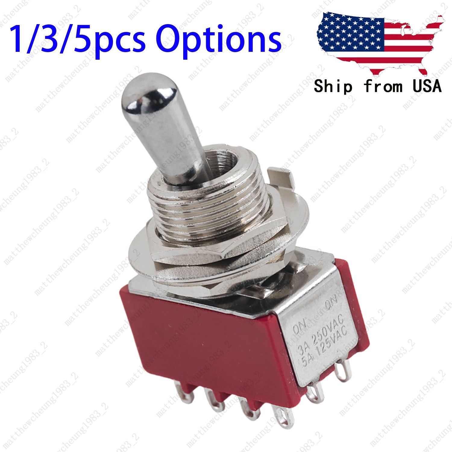 1/3/5 x Guitar/AMP Fat Bat Toggle Switch 4PDT 12Pin 2-Position ON-ON Sealed