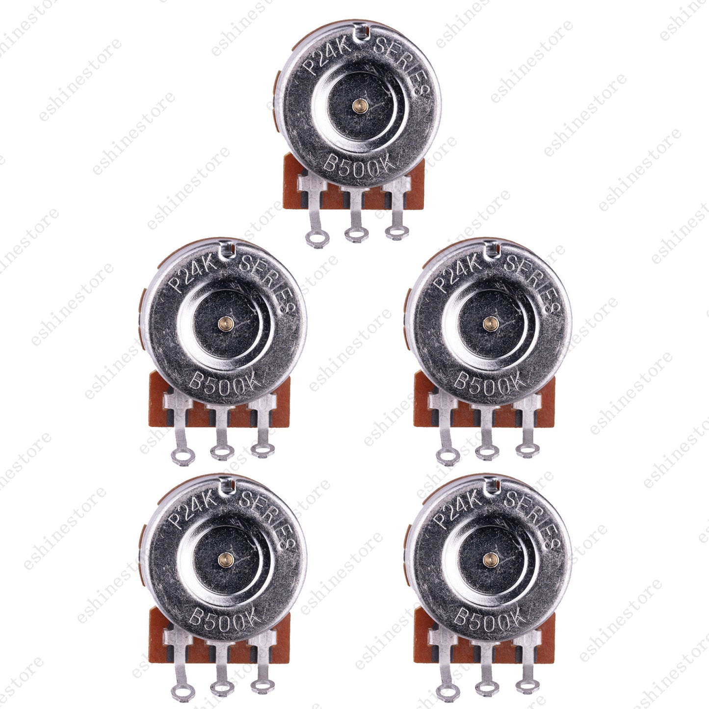 5pcs B500K Guitar Potentiometers Brass 15mm Short Shaft Pot US 24 Spline Fine
