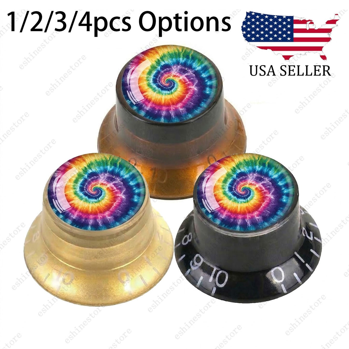Guitar Reflector Knobs with Spiral Tie Dye Cap Top Hat Knob for Les Paul SG - 04