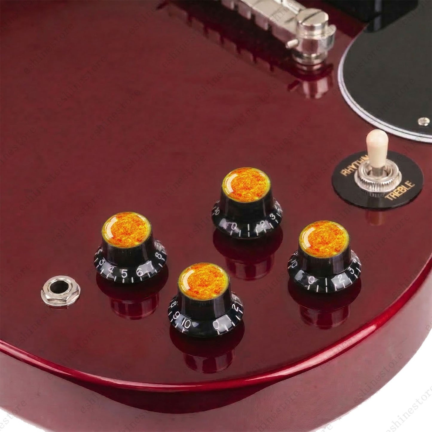 Guitar Reflector Knobs w/ Sun Pattern Design Cap Top Hat Knobs for Les Paul SG