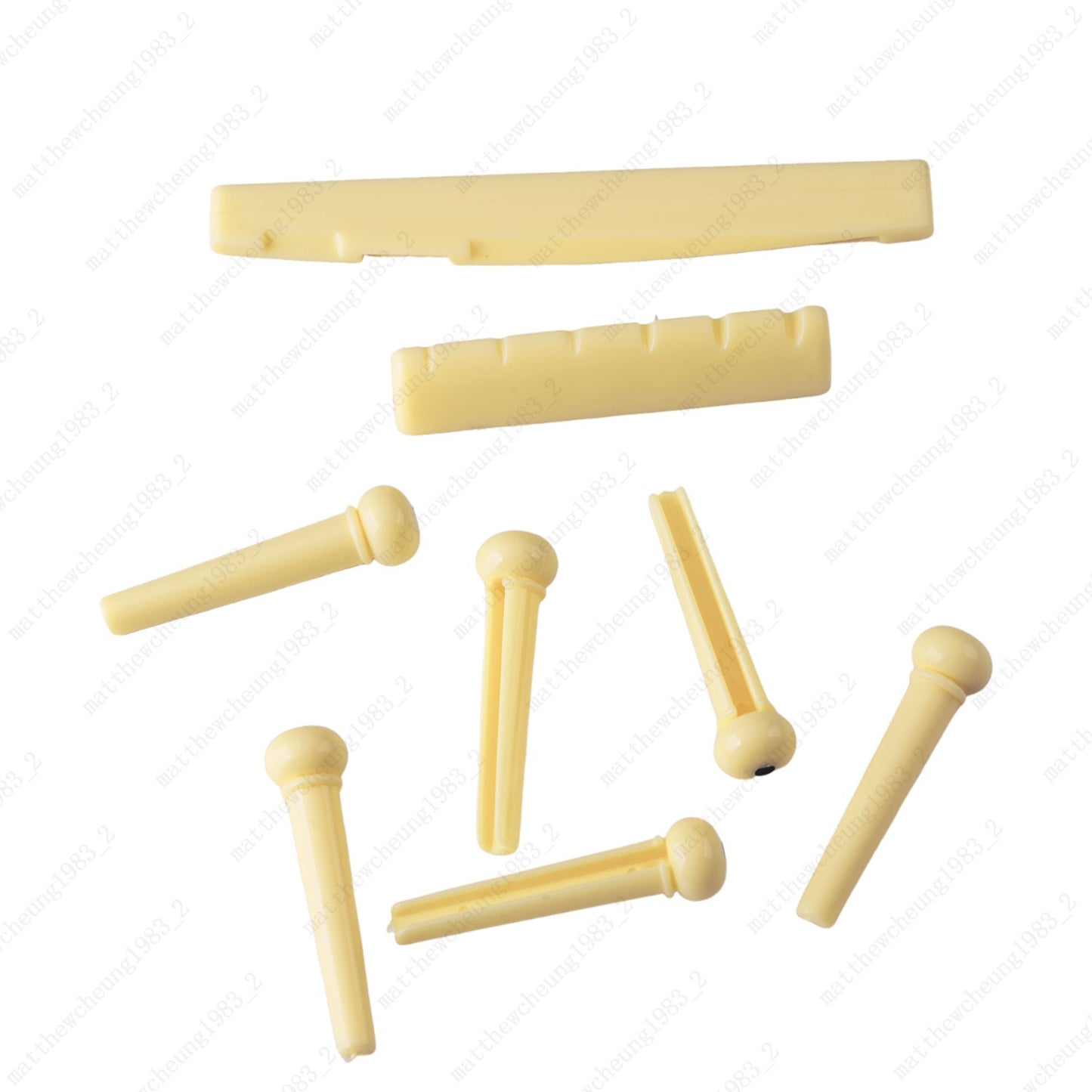 Guitar Bridge Saddle Nut with Guitar Bridge Pins for 6-String Acoustic Guitar