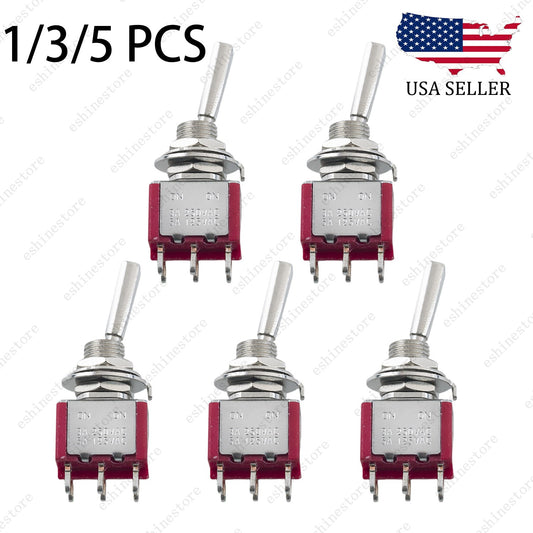 Guitar Flat Lever DPDT 2-Way 6 Pin ON ON Mini Toggle Switch for Split Coil - RED