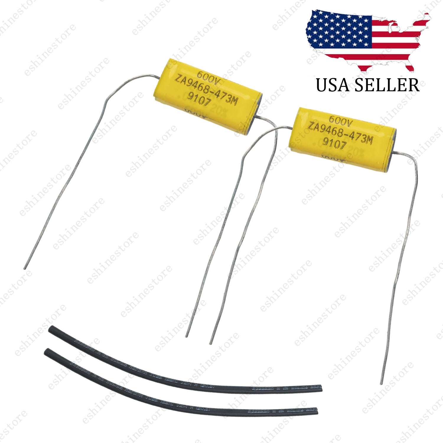 Packs of 2 0.047uF 600V Yellow Film Tone Capacitor For Electric Guitar/AMP