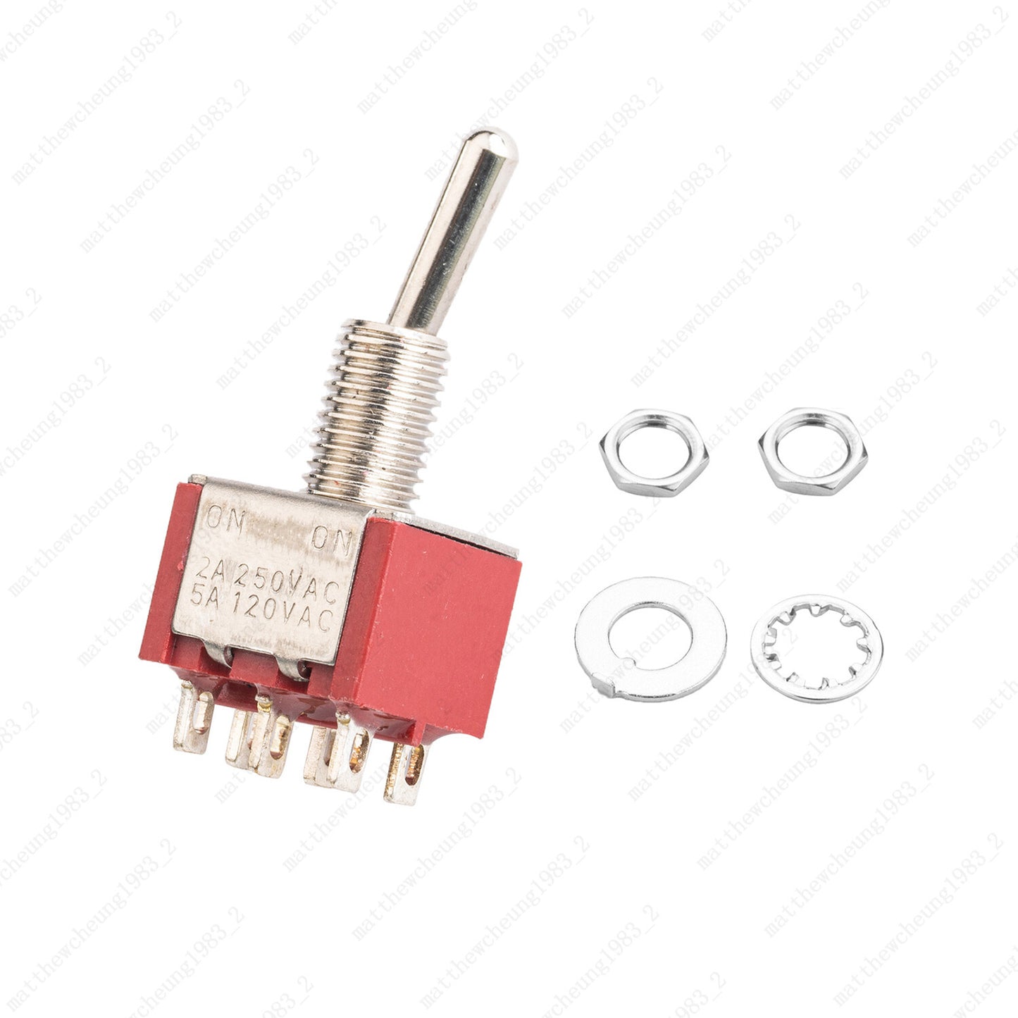 Guitar DPDT Red 2 Way 6 Pin ON ON Guitar Mini Toggle Switch Car/Boat Switches