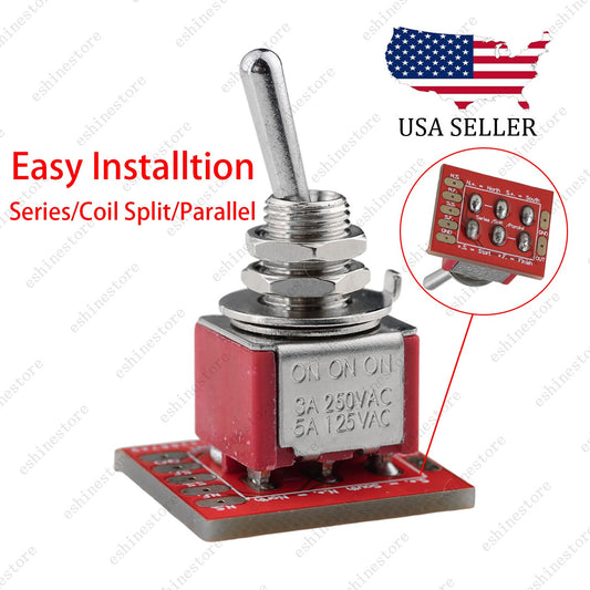 Guitar Mini Toggle Switch DPDT OnBoard 3 Position Series/Split/Parallel