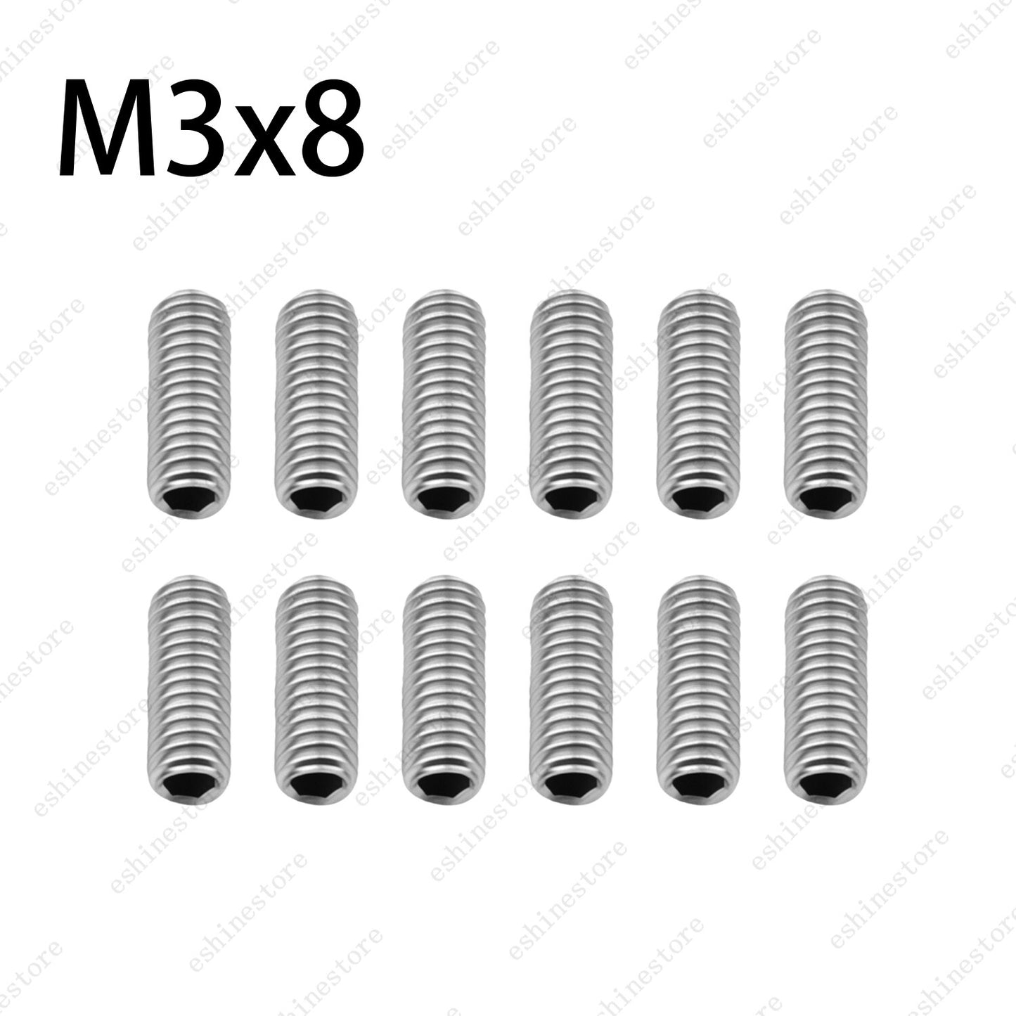 M3x6-12mm Guitar Bridge Height Adjustment Screws 12pcs - Chrome Stainless Steel