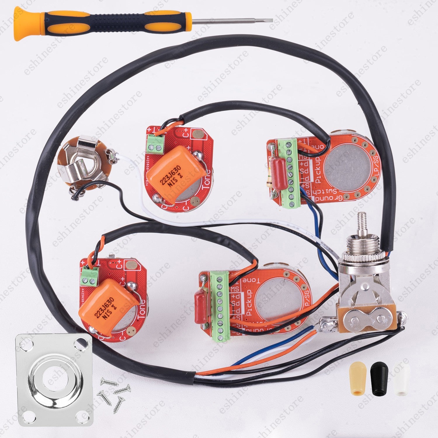 Solderless Prewired Wiring Harness Kit 2T2V 500K Pots 3 Way Switch for Les Paul