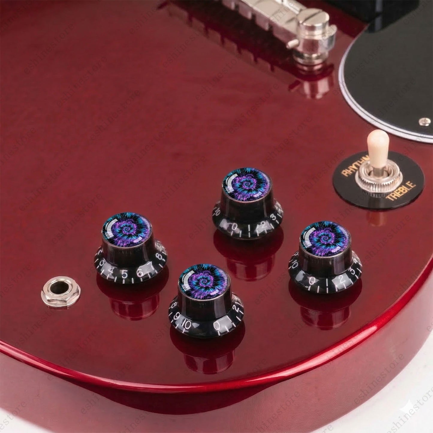 Guitar Reflector Knobs with Spiral Tie Dye Cap Top Hat Knob for Les Paul SG - 08