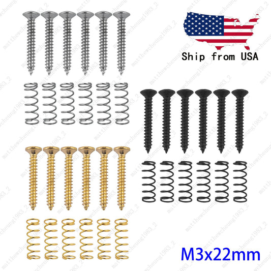 6pcs Pickup Adjust Height Screws & Straight Springs for Single Coil Strat/Tele