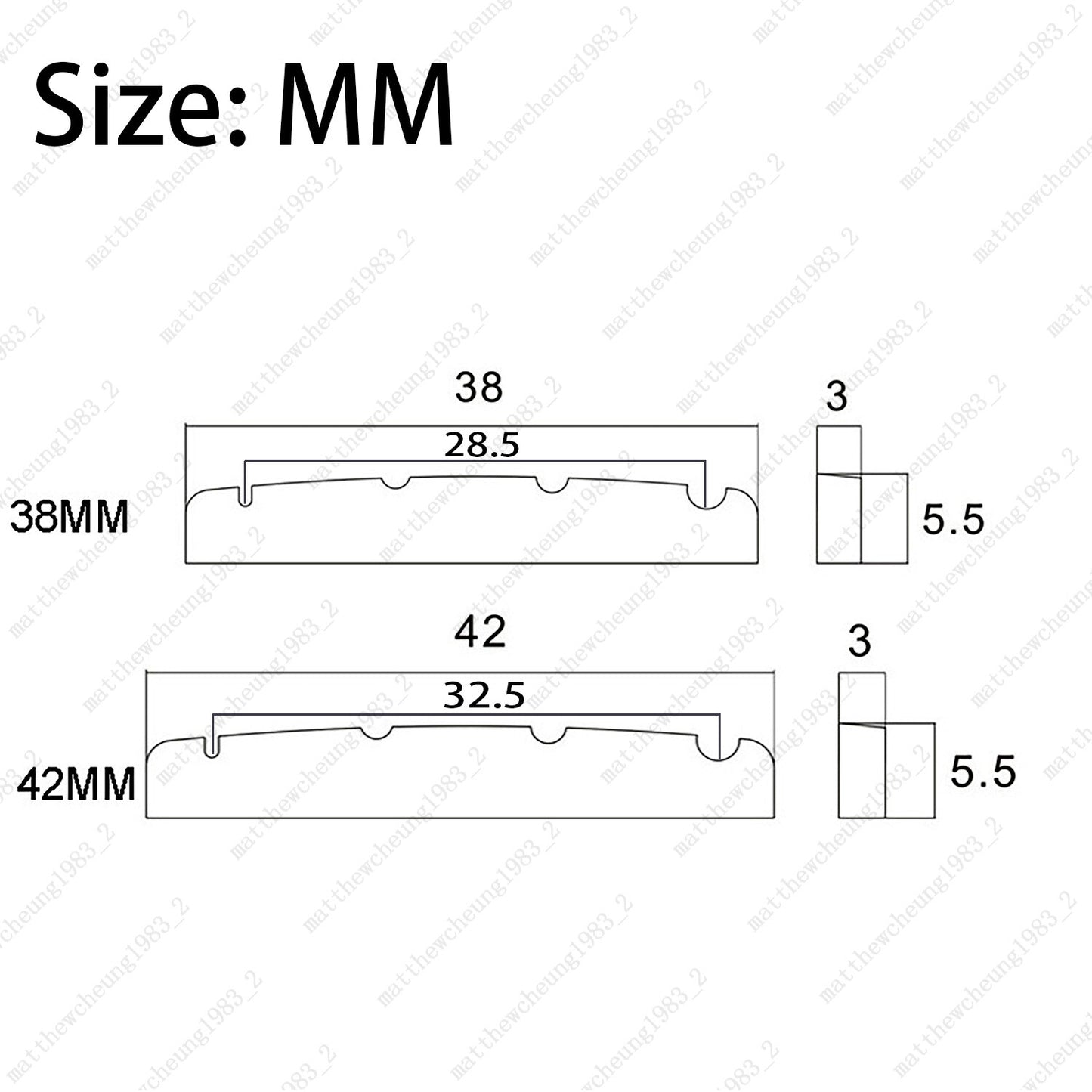 Bass Guitar 38/42mm Pre-Slotted Flat Bottom Bone Nut 4 Strings For P J Bass