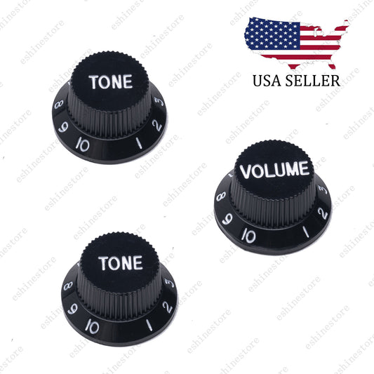 3x Black/White Numbers Electirc Guitar Knobs Volume Tone Knob for Stratocaster