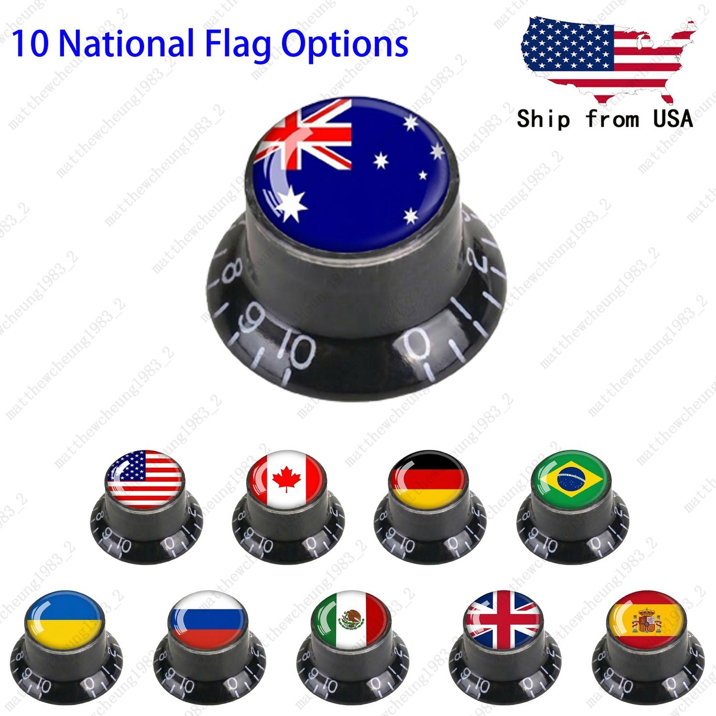 4Pcs Black Guitar Reflector Knos For Les Paul SG -10 National Flag Options