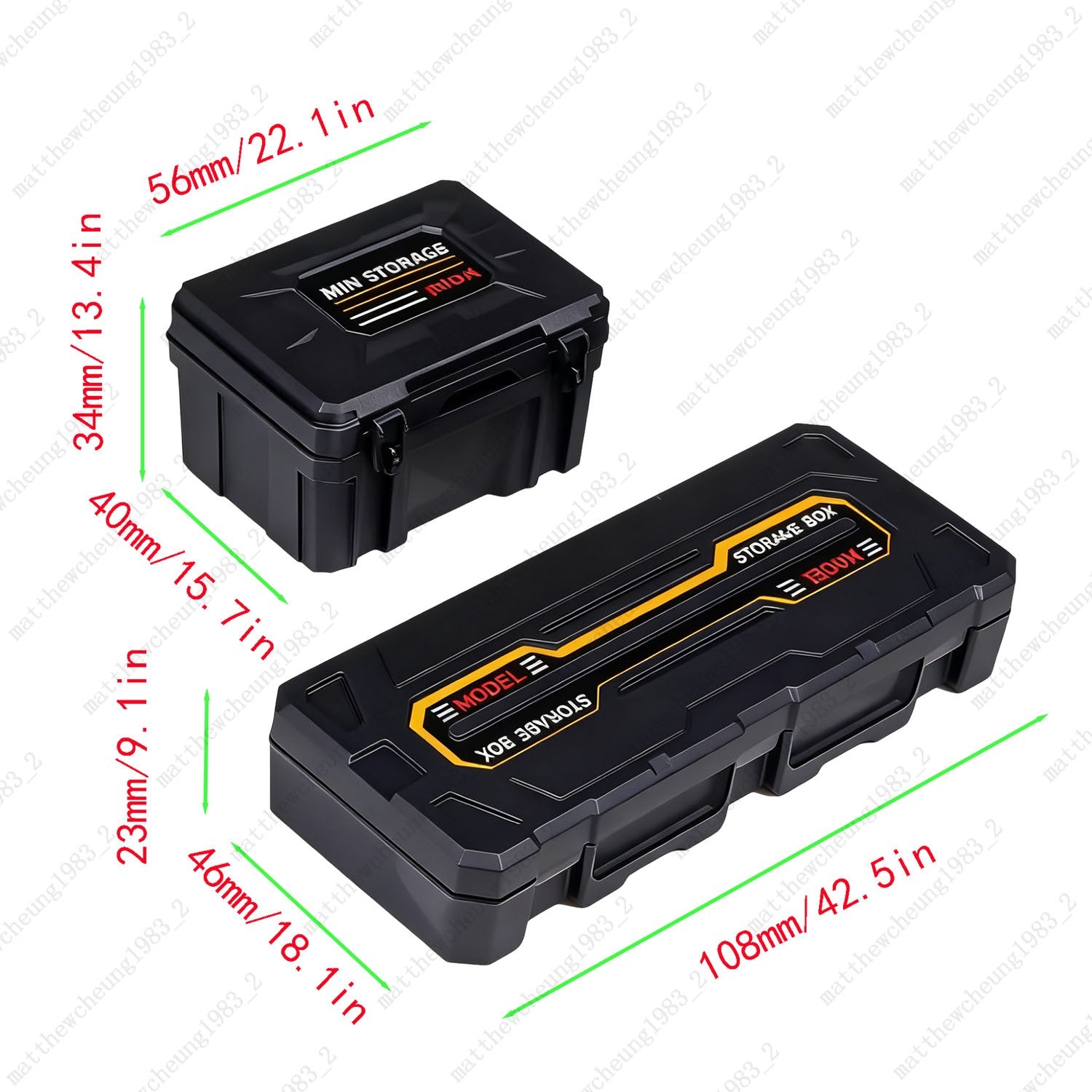 RC Decor Luggage 2-Piece - Red/Black | 108x46x23&56x40x34mm | Fits 1:8/1:10 RC