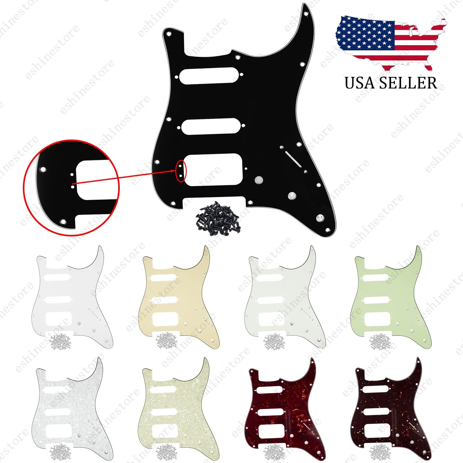 11-Hole HSS Pickguard w/ Screw For US MIM Fender Modern/Player (3-Screw Hum)