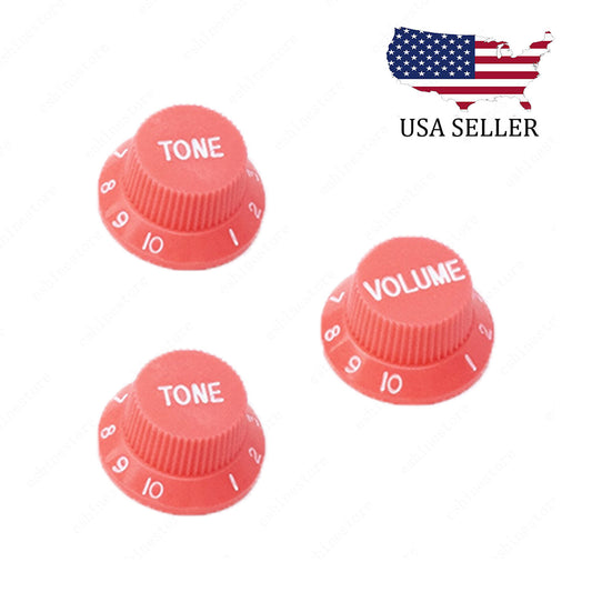 3x Pink/White Numbers Electirc Guitar Knobs Volume Tone Knob fits Stratocaster