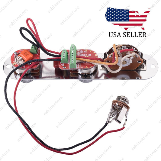 Solderless Brass shaft Pots Control Plate 3-Way Switch Wiring Harness for Tele