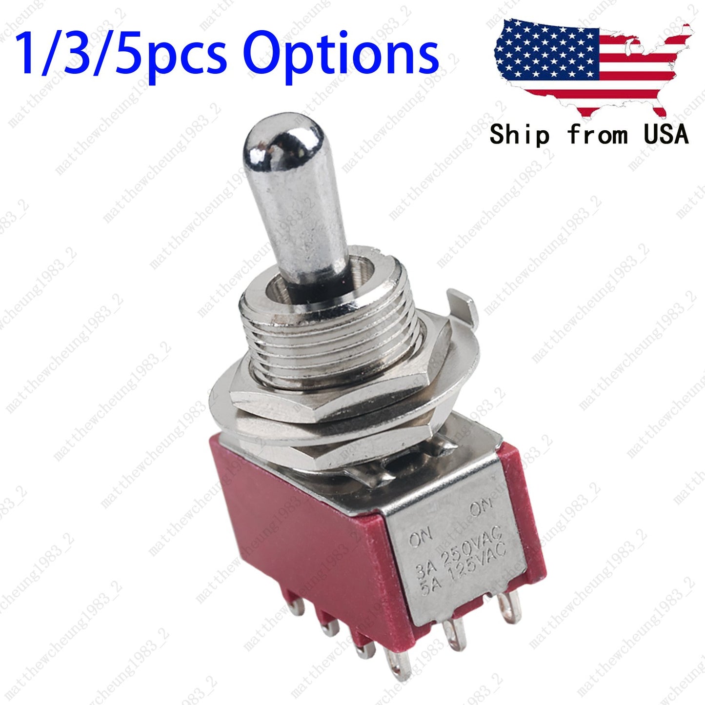1/3/5 x Guitar/AMP Fat Bat Toggle Switch 4PDT 12Pin 3-Position ON-OFF-ON Sealed