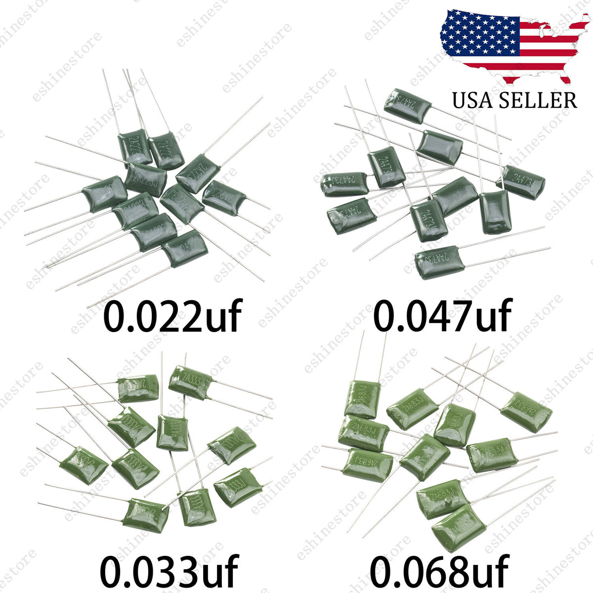 Set of 10 Polyester Film Capacitors .033/.068/.022/.047uf - 100v Guitar Tone