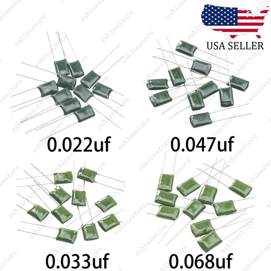 Set of 10 Polyester Film Capacitors .033/.068/.022/.047uf - 100v Guitar Tone