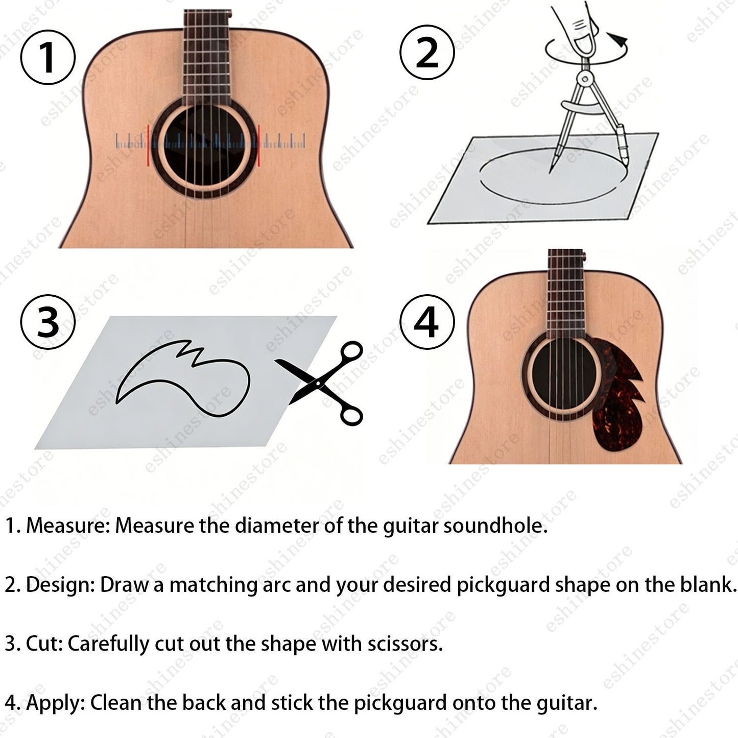 200x170mm Acoustic Guitar Pickguard Blank DIY Sheet Scratch Plate Self-Adhesive