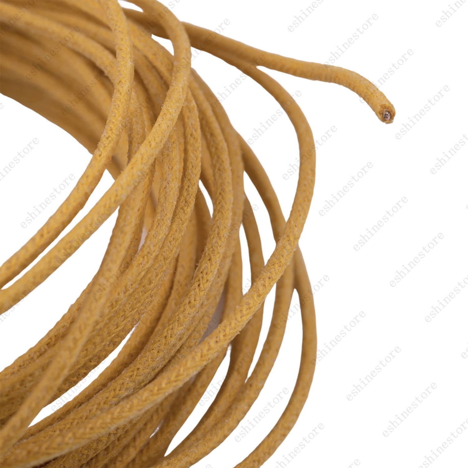 1/3/5/10ft Vintage-Style Waxed Cloth-Covered Braided Guitar Wire Pushback-Yellow