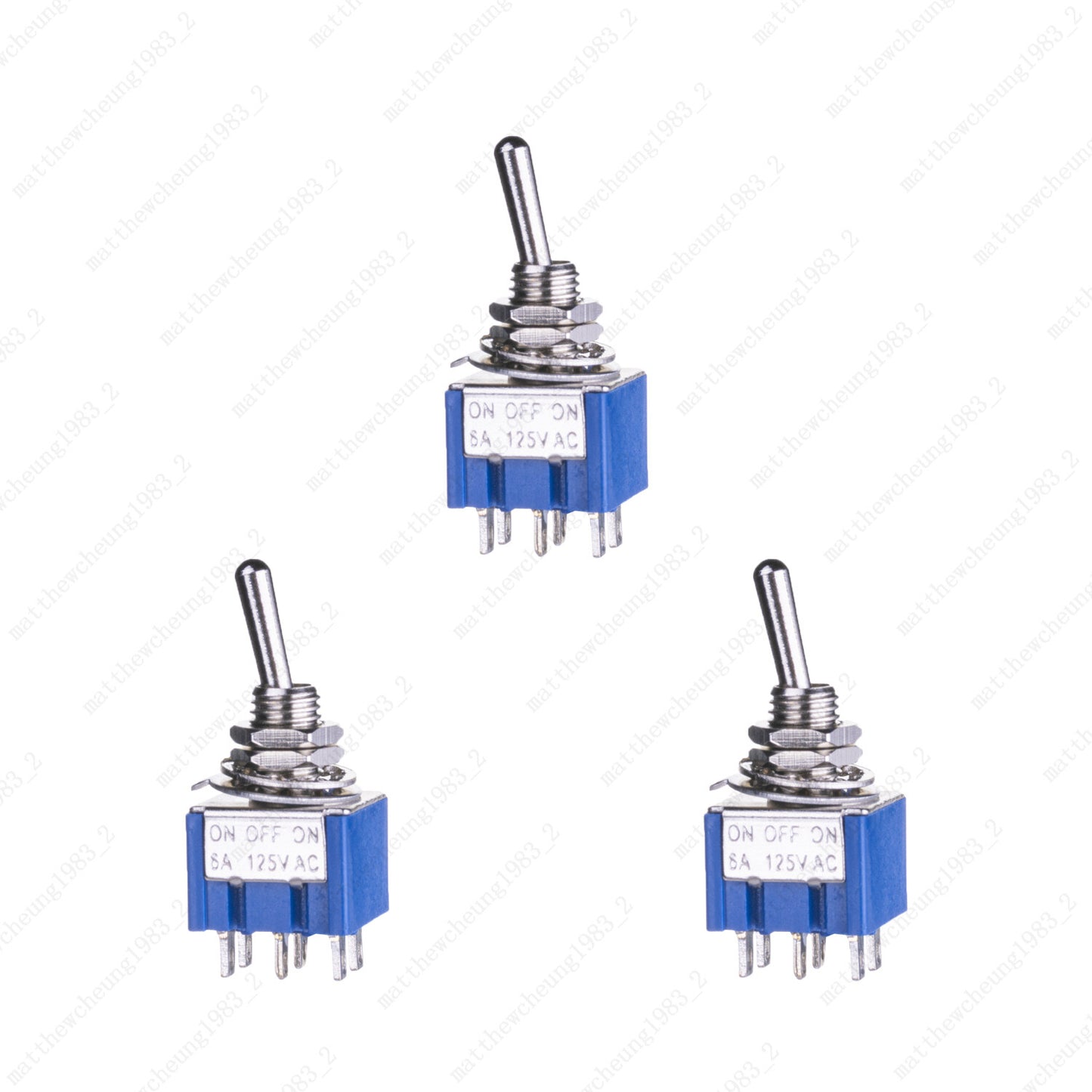 Guitar DPDT Blue 3 Way 6Pin ON OFF ON Guitar Mini Toggle Switch Car/Boat Switche