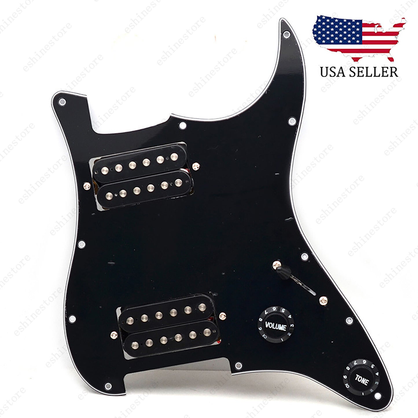 Loaded Strat Pickguard Prewired HH Pickguard with Ceramic Pickups Black