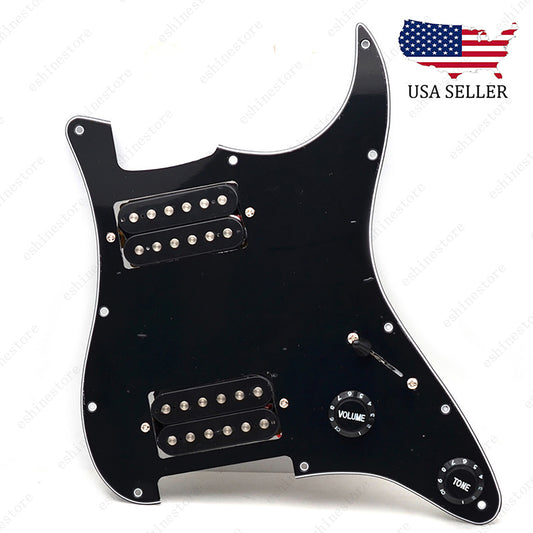 Loaded Strat Pickguard Prewired HH Pickguard with Ceramic Pickups Black