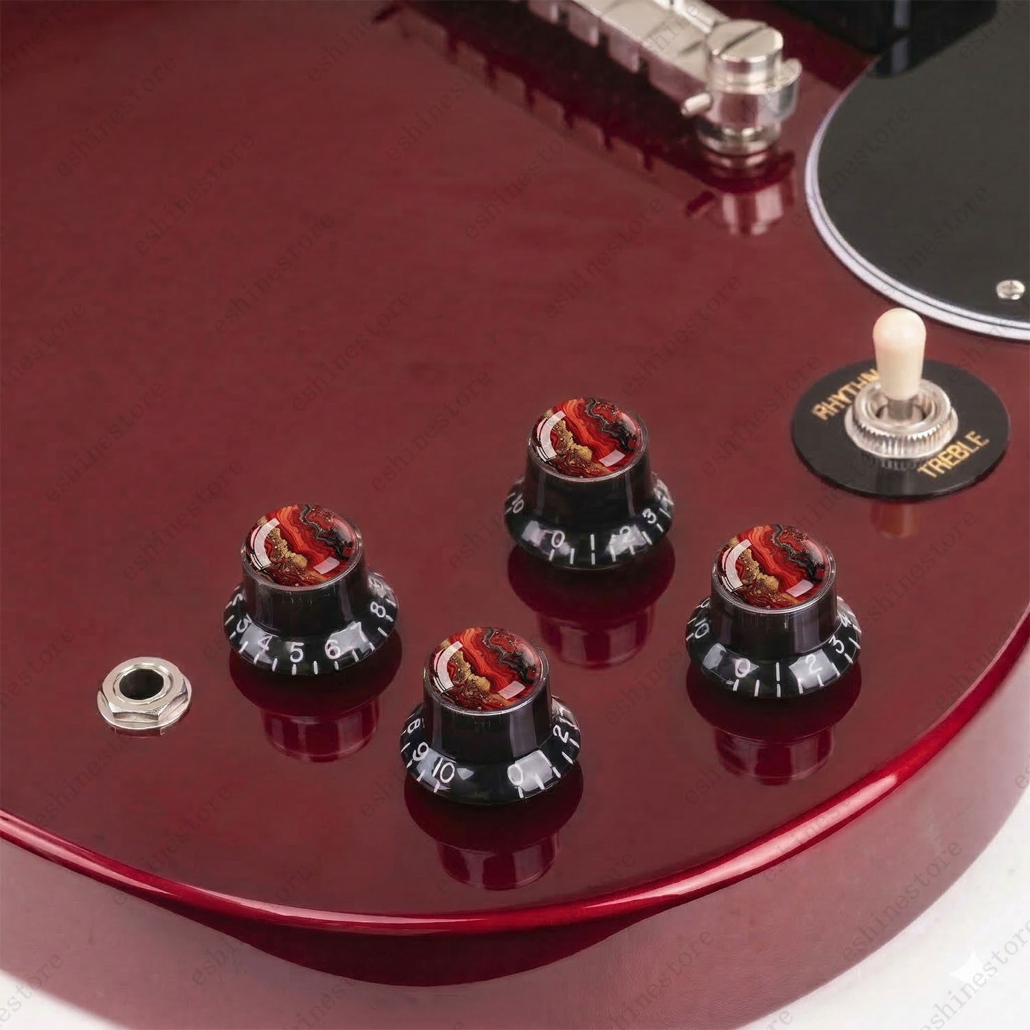 Guitar Reflector Knobs with Abstract Art Cap Top Hat Knobs for Les Paul SG - 08