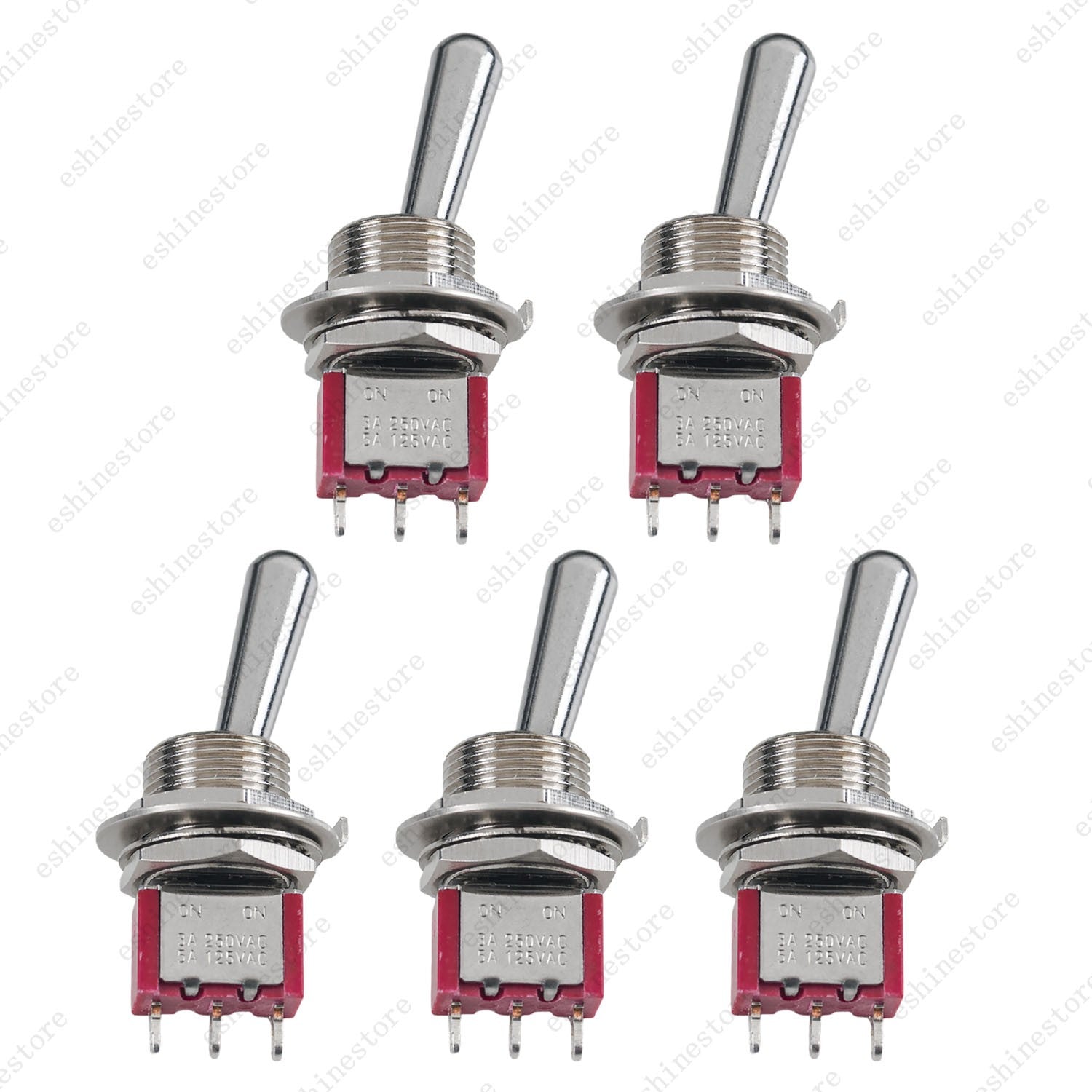 1/3/5 PCS Guitar/AMP Fat Bat Toggle Switch SPDT 3 Pin 2-Way ON ON Sealed - RED