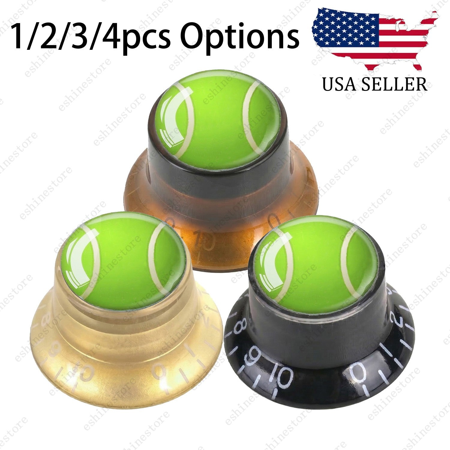 Electric Guitar Reflector Knob w/ Tennis Design Cap Top Hat Knob for Les Paul SG