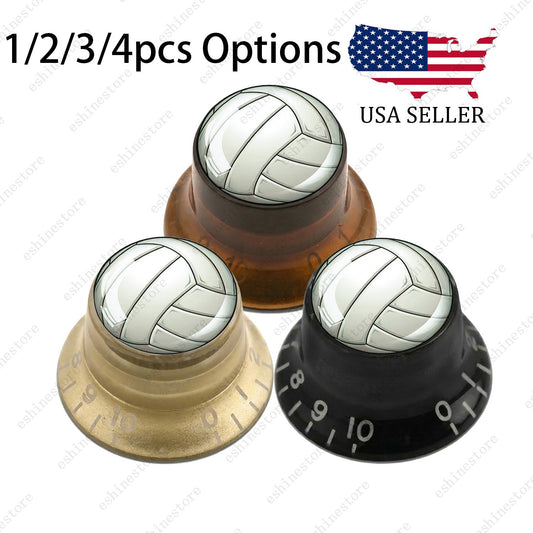 Guitar Reflector Knobs w/ Volleyball Design Cap Top Hat Knobs for Les Paul SG