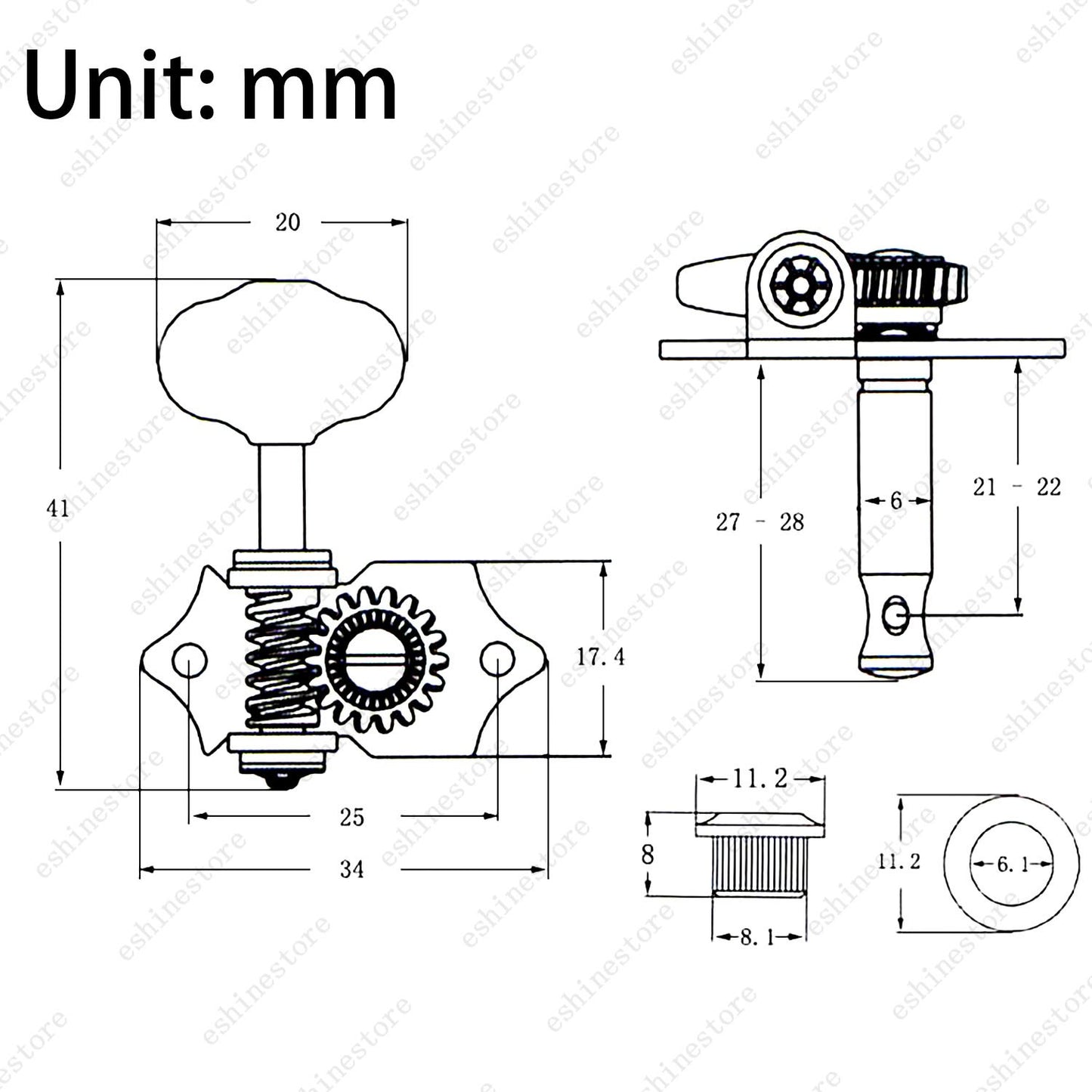 Open-Gear Guitar Tuning Pegs Machine Heads 1:18 Gear Ratio for Acoustic Guitar