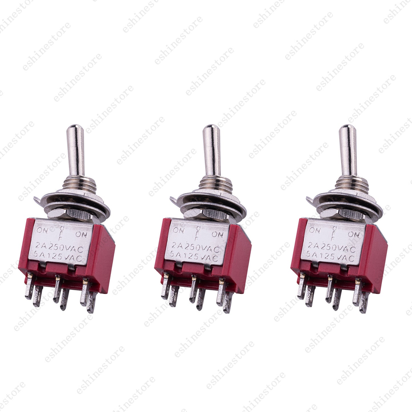 Guitar DPDT Red 3 Way 6 Pin ON OFF ON  Electric Guitar Mini Toggle Switches