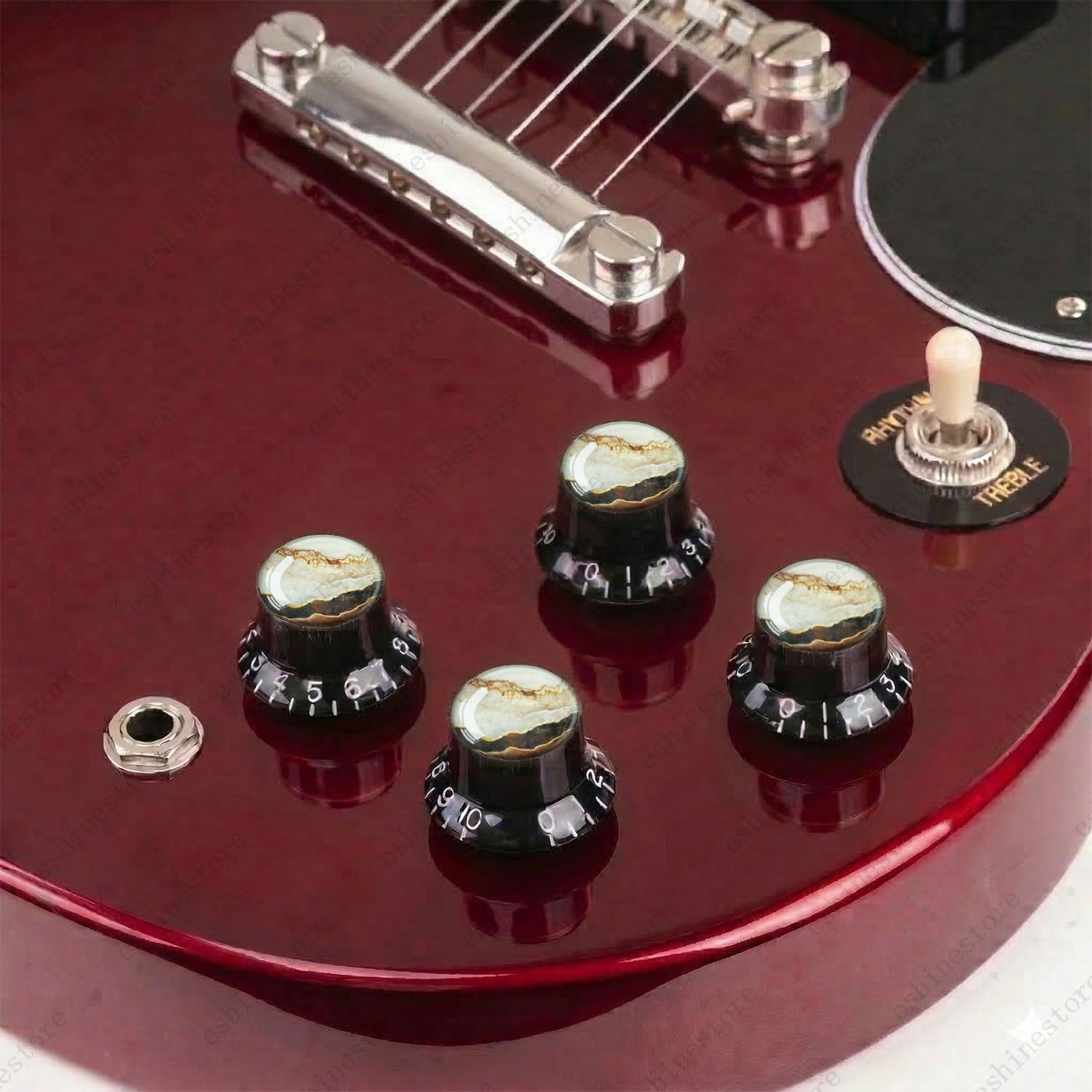 Guitar Reflector Knobs with Marble Texture Cap Top Hat Knob for Les Paul SG - 07