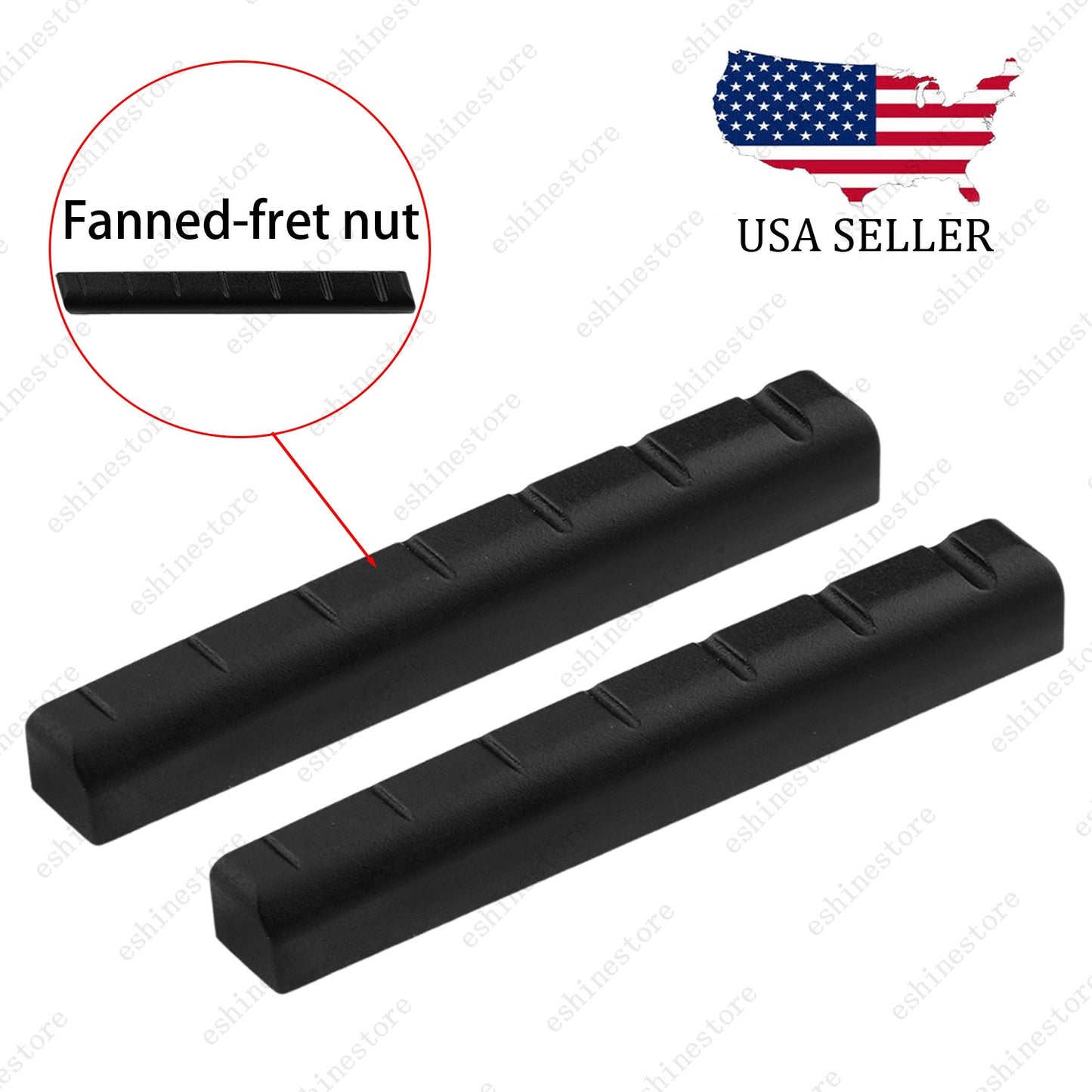 2pcs Pre-slotted Flat Bottom Fanned-fret Guitar Nut 7 String for Electric Guitar