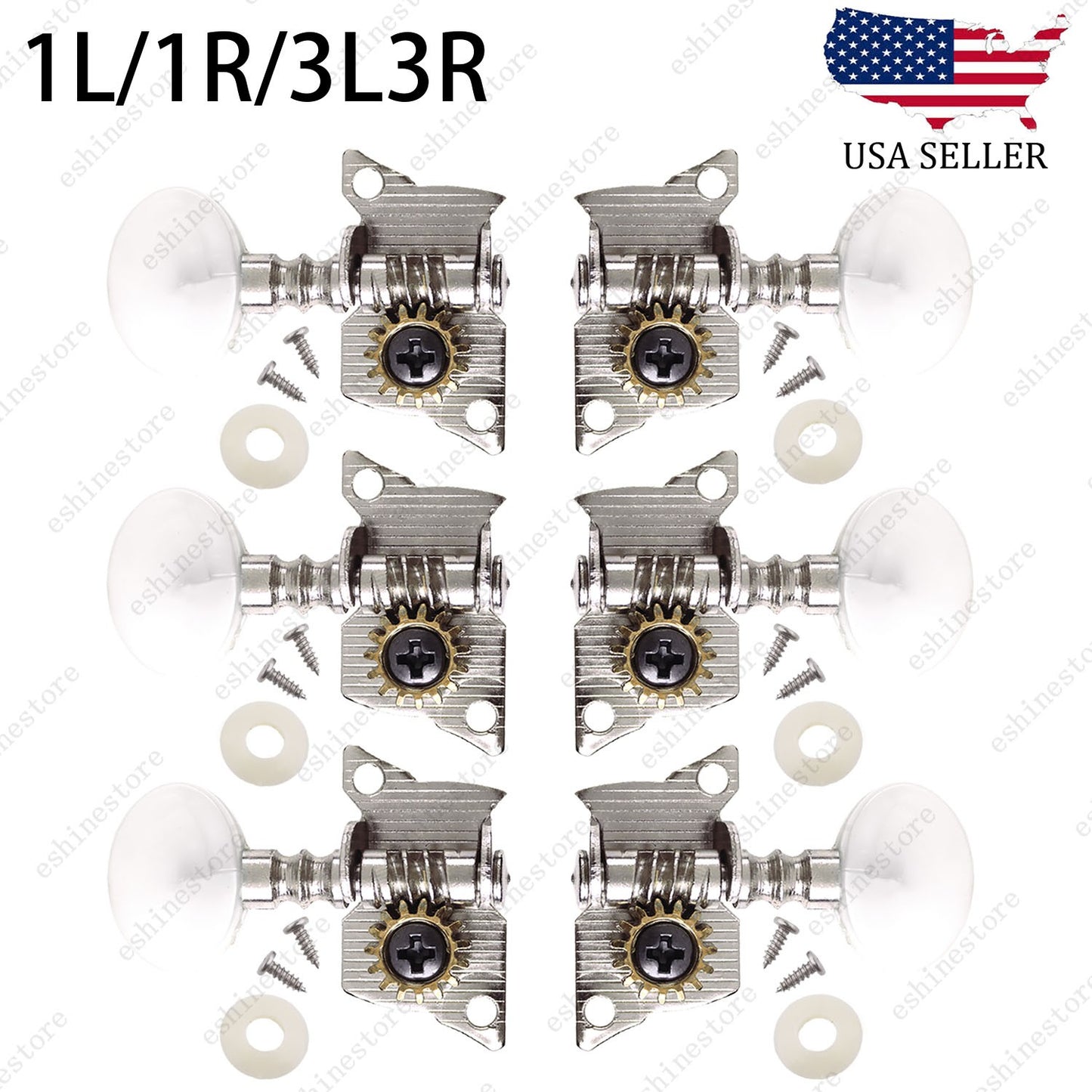 1L/1R/3L3R Open-Gear Tuning Peg 1:15 Ratio Single Hole Tuner for Acoustic Guitar