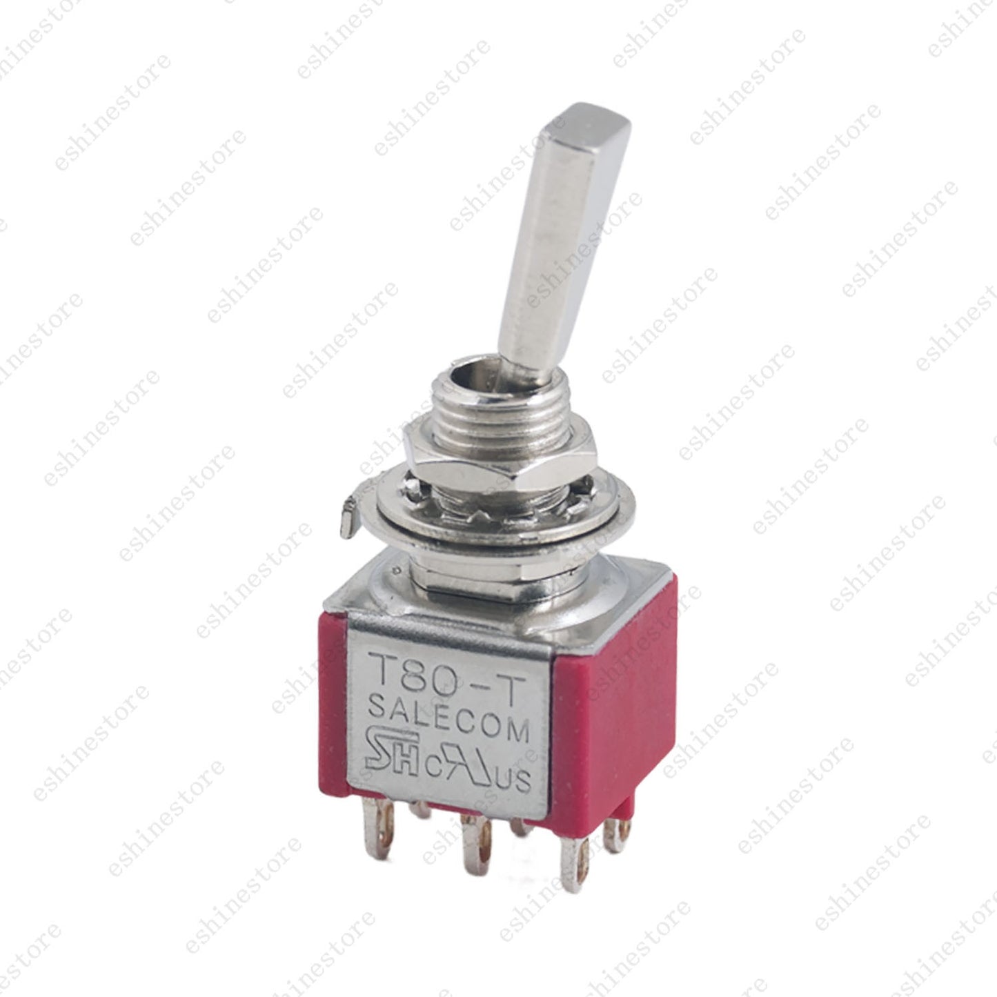 Guitar Flat Lever DPDT 2-Way 6 Pin ON ON Mini Toggle Switch for Split Coil - RED