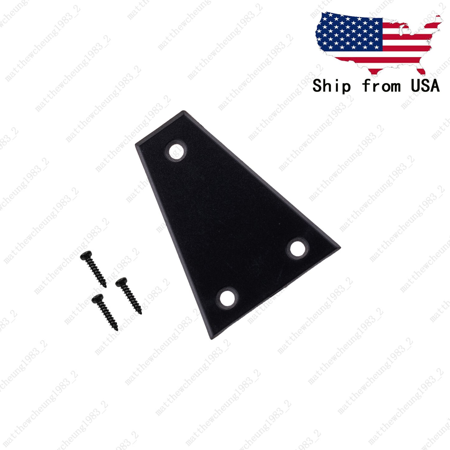 3 Holes Triangle Plastic Guitar Truss Rod Cover Plate in Black with Screws